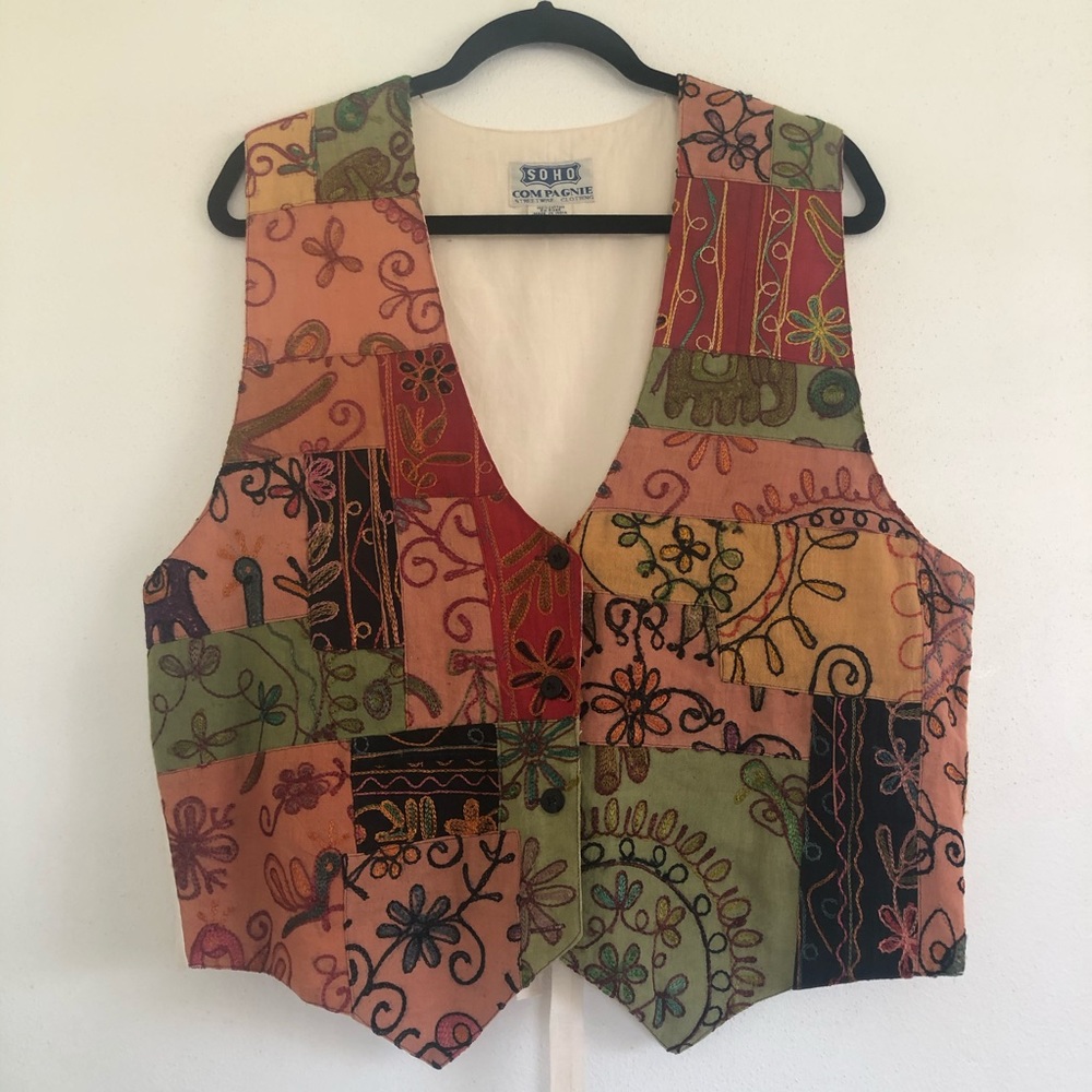 VTG SOHO Compagnie Hand Embroidered Quilted Vest